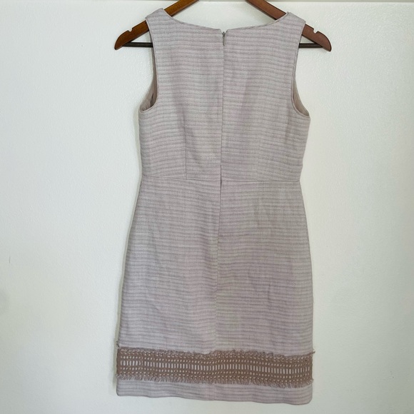 WHBM 00 Tan Natural Tweed Linen Blend Sleeveless Sheath Dress - Picture 9 of 15
